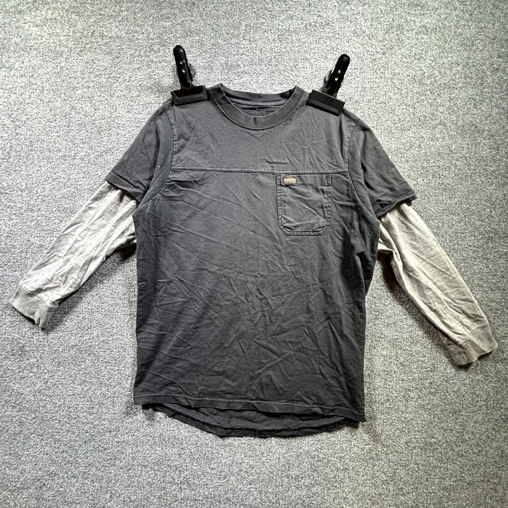 Ariat Rebar T-Shirt Men's Large Black Gray Layered Long Sleeve Cotton Pocket Tee